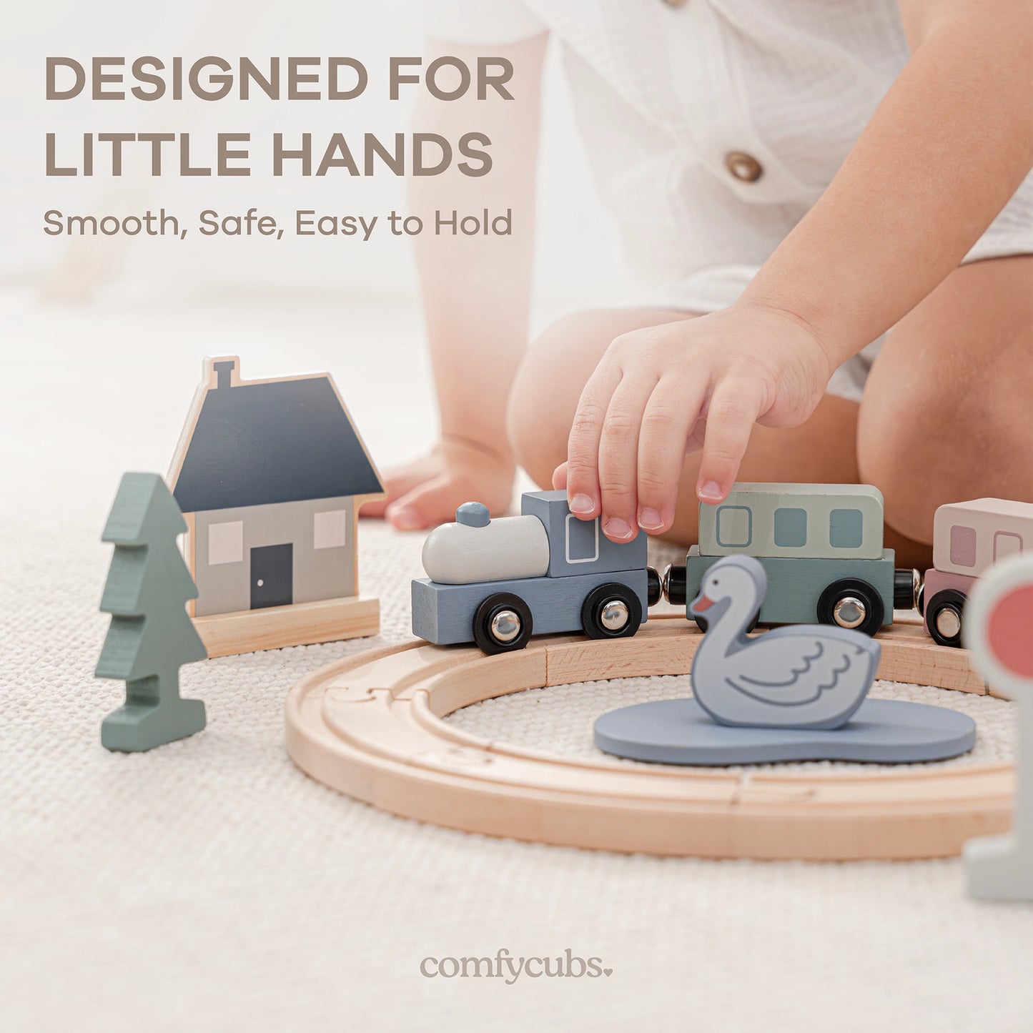 30-delige houten treinset voor peuters