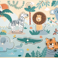 Inlegpuzzel Dierengeluiden "Safari" | Puzzels | Houten speelgoed