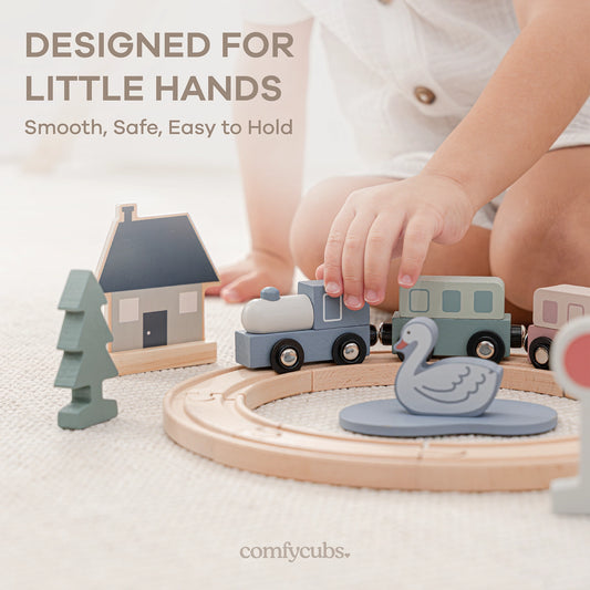30-delige houten treinset voor peuters