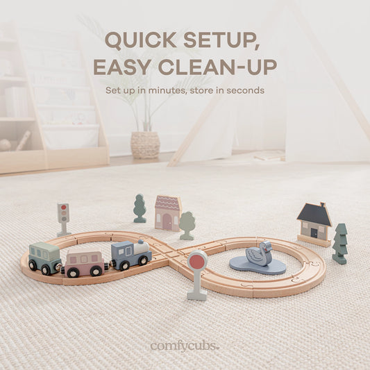 30-delige houten treinset voor peuters