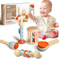 Baby Musical Instruments Wooden Toys Montessori Percussion Instruments Drut Set with Xylophone Preschool Educational Kids Gifts