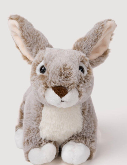 Vooraanzicht van de Dreamies Bunny knuffel, een konijn met beige-bruine vacht en witte details