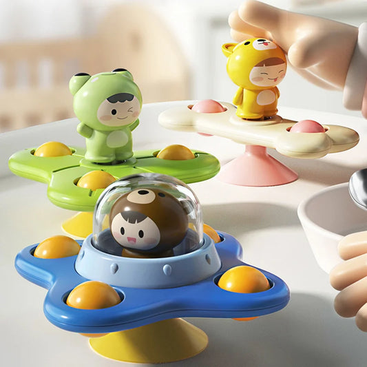 3Pcs/Set Baby Toys Suction Cup Spinner Toys for Toddlers Hand Fidget Sensory Toys Stress Relief Educational Rotating Rattles