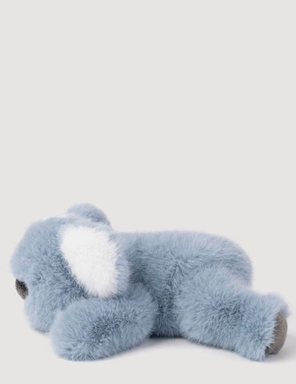 Achteraanzicht van de Pluche Koala knuffel liggend op een lichte achtergrond