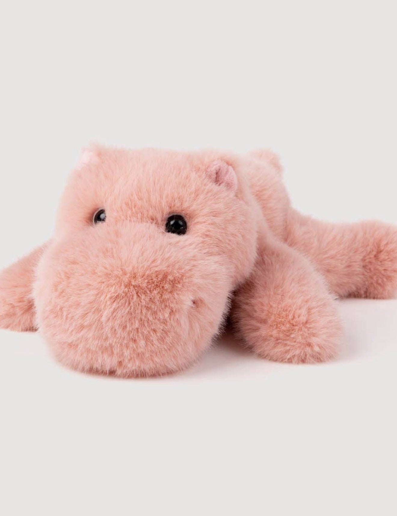 Vooraanzicht van de Pluche Nijlpaard knuffel met kraaloogjes en roze vacht