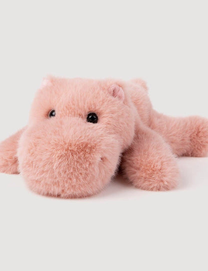 Vooraanzicht van de Pluche Nijlpaard knuffel met kraaloogjes en roze vacht