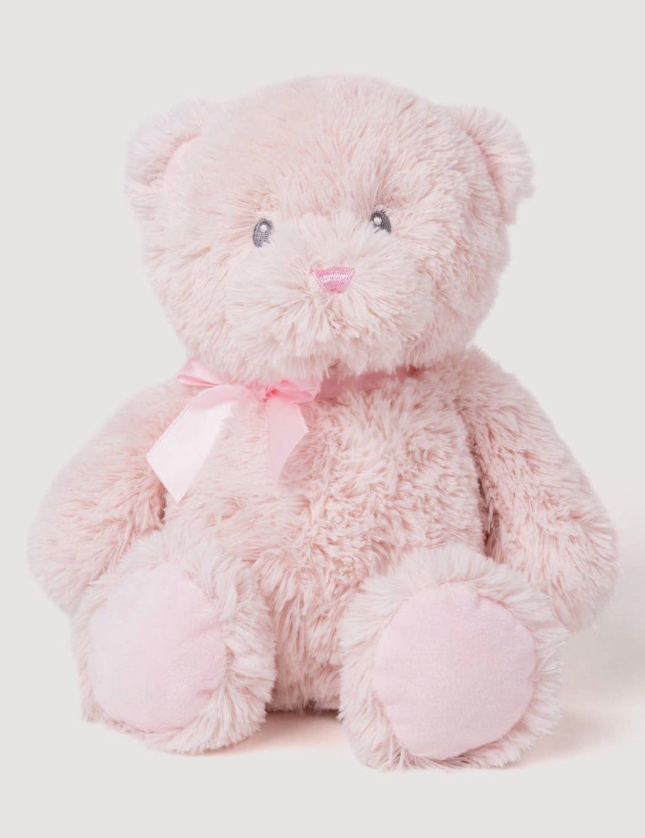 Pluche Babybeer Teddy - lichtroze babyberen knuffel met lintje, vooraanzicht
