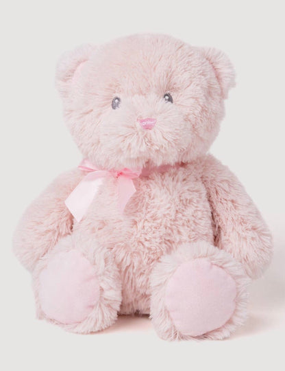 Pluche Babybeer Teddy - lichtroze babyberen knuffel met lintje, vooraanzicht