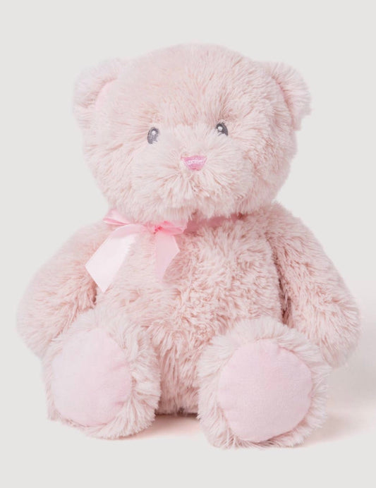 Pluche Babybeer Teddy - lichtroze babyberen knuffel met lintje, vooraanzicht