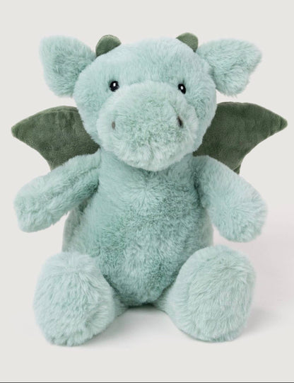 Verwarmbare Knuffel Dino - saliegroene dino-knuffel met vleugels, vooraanzicht