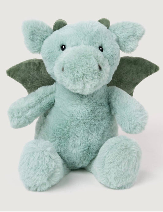 Verwarmbare Knuffel Dino - saliegroene dino-knuffel met vleugels, vooraanzicht